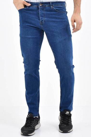 Erkek Mavi Kot Slim Modern Kesim Yıkamalı Likralı Jean Pantolon L792