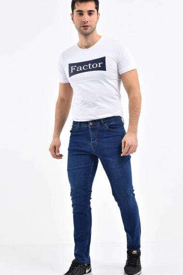 Erkek Lacivert Kot Slim Modern Kesim Yıkamalı Likralı Jean Pantolon LİTTLE