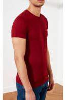 Bordo Erkek Basic Pamuklu Bisiklet Yaka Slim Fit T-Shirt F51624