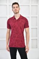 Bordo Erkek Desenli Pike Polo Yaka Slim Fit T-Shirt F51603